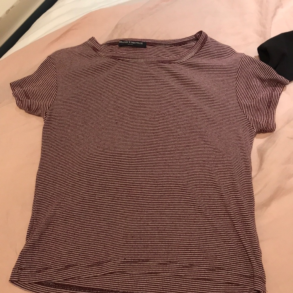brandy melville maroon and white striped shirt